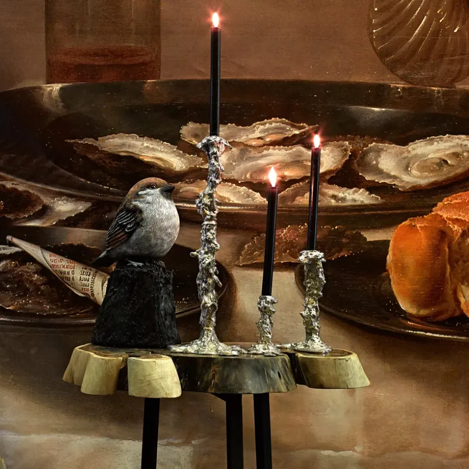 Drip candlestick 14 cm, Silver