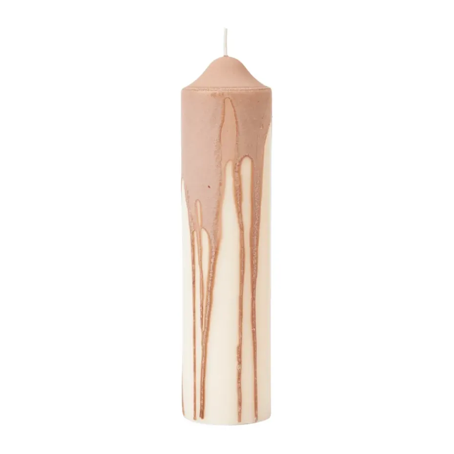 Drip pillar candle, Beige, 20 cm