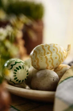 Easter Eggs in Papier Maché Easter ornaments 2-pack, Green-yellow