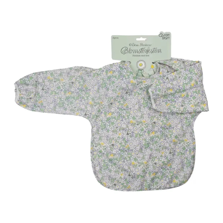 Elsa Beskow Blomsterfesten bib with sleeves, Multi