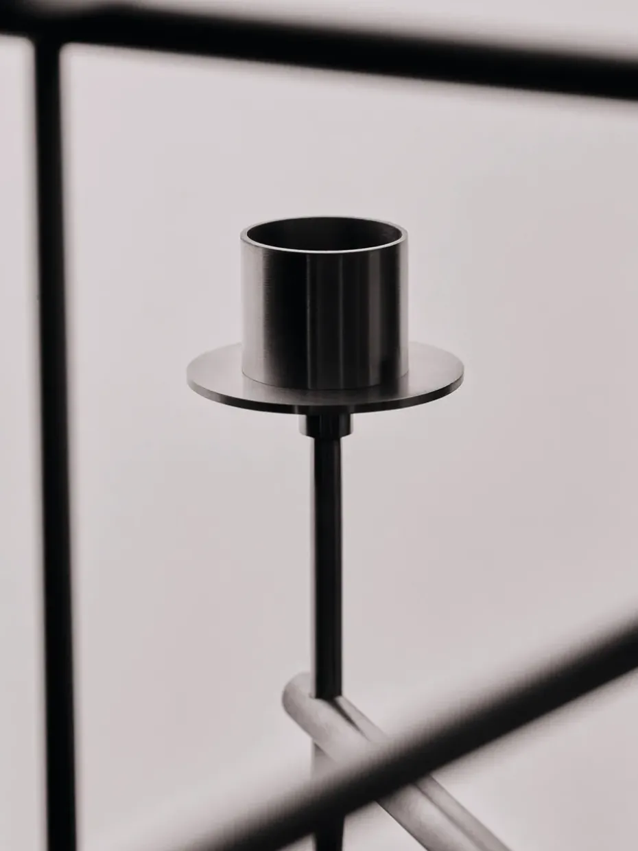 Elysia candlestick, Brushed stainless steel