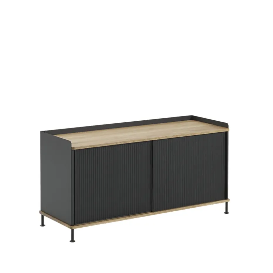 Enfold Low Side table, Black-oak-metal