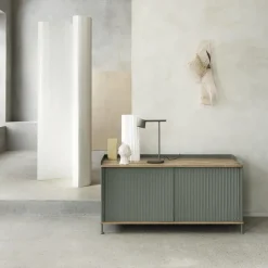Enfold sideboard low 125x45x63 cm, Oak-Dusty green