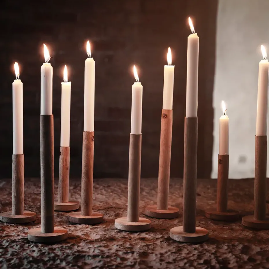 Ernst candle sticks made of wood 15 cm, nature