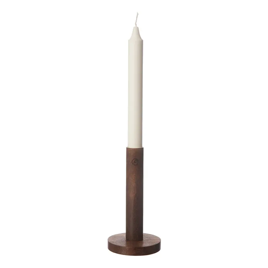 Ernst candle sticks made of wood 15 cm, Dark brown