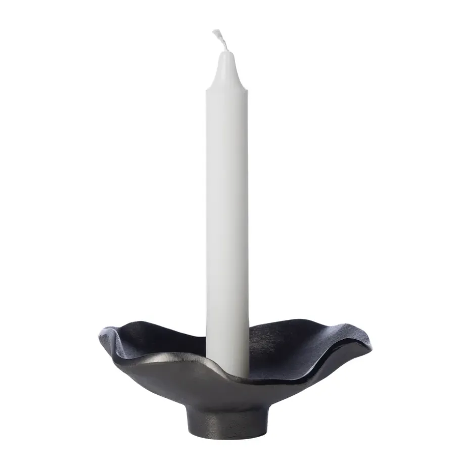 Ernst candlestick black aluminum, Ø14 cm