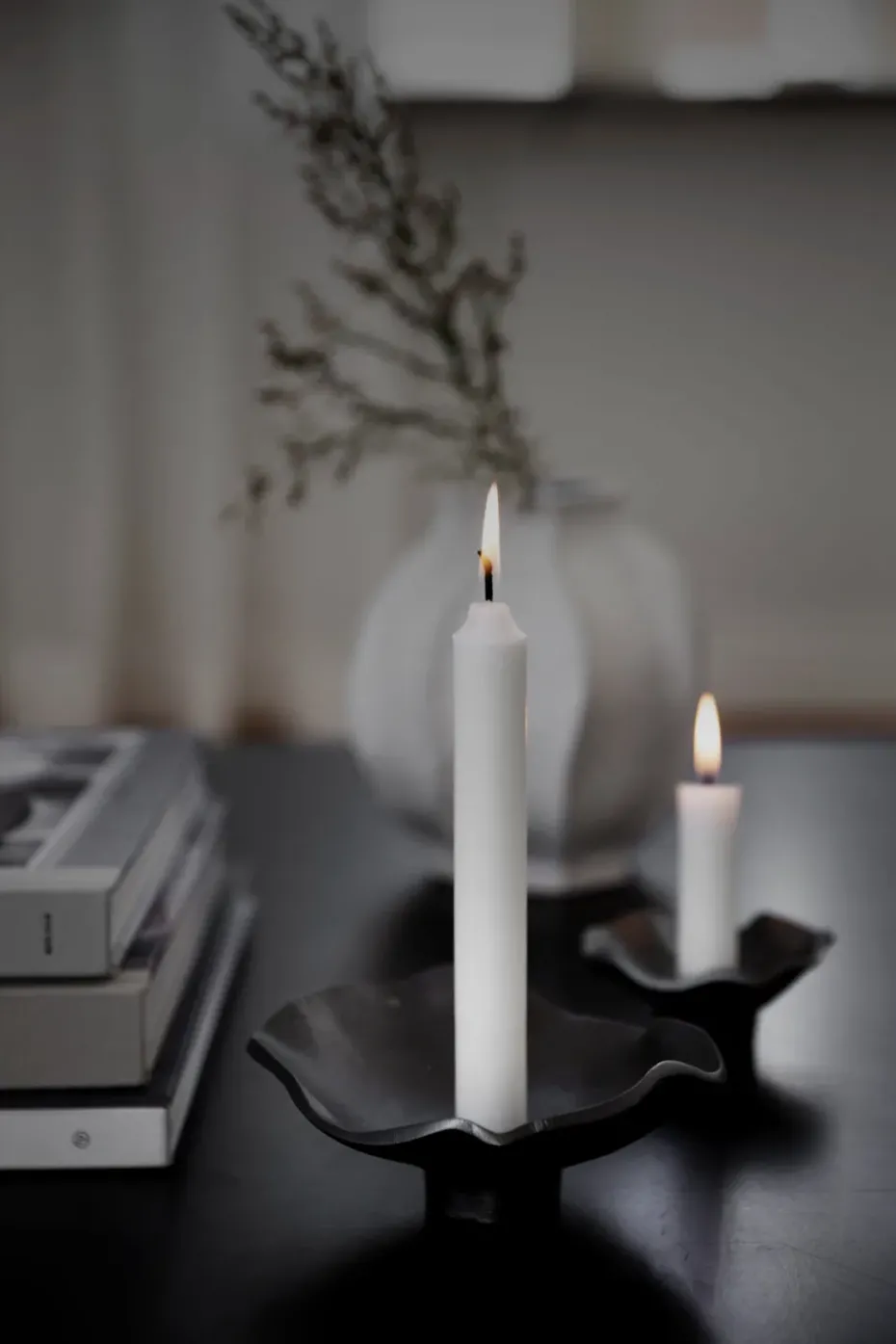 Ernst candlestick black aluminum, Ø14 cm