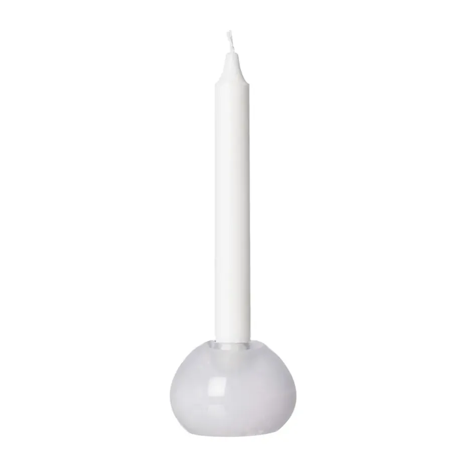 Ernst candlestick glass Ø9 cm, White