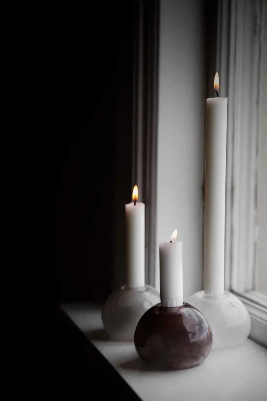 Ernst candlestick glass Ø9 cm, White