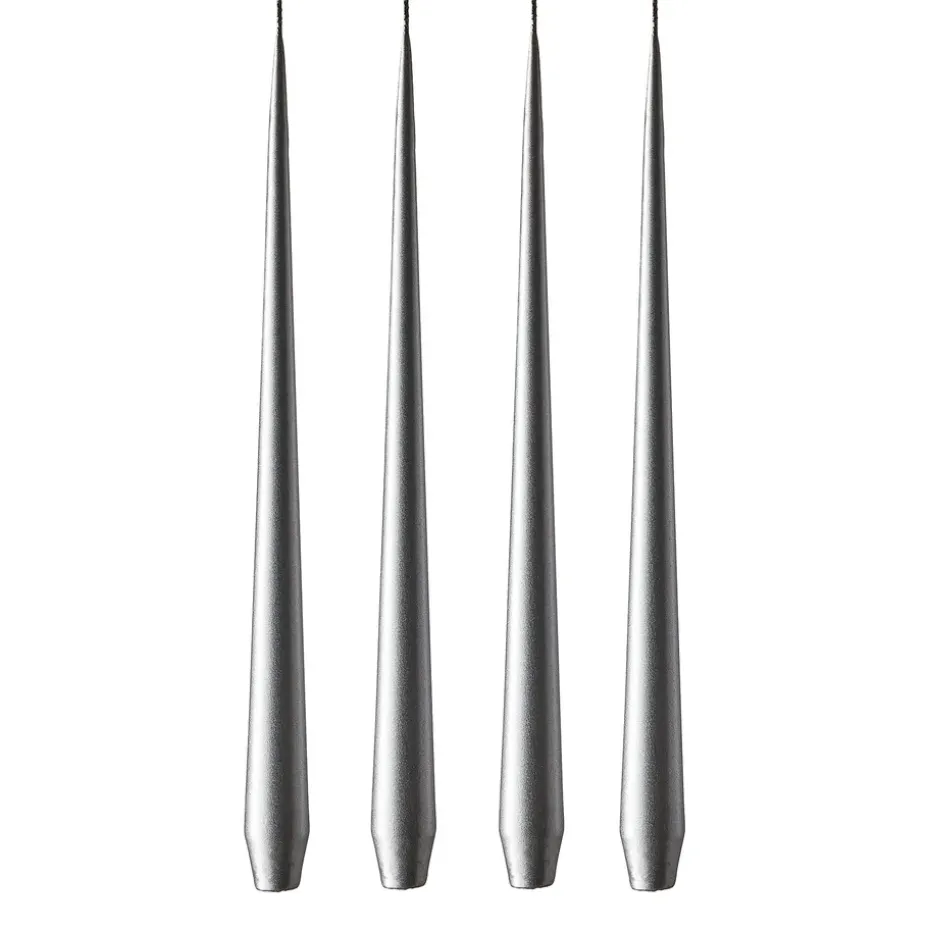 ester & erik candle 42 cm 4-pack metalic, Silver