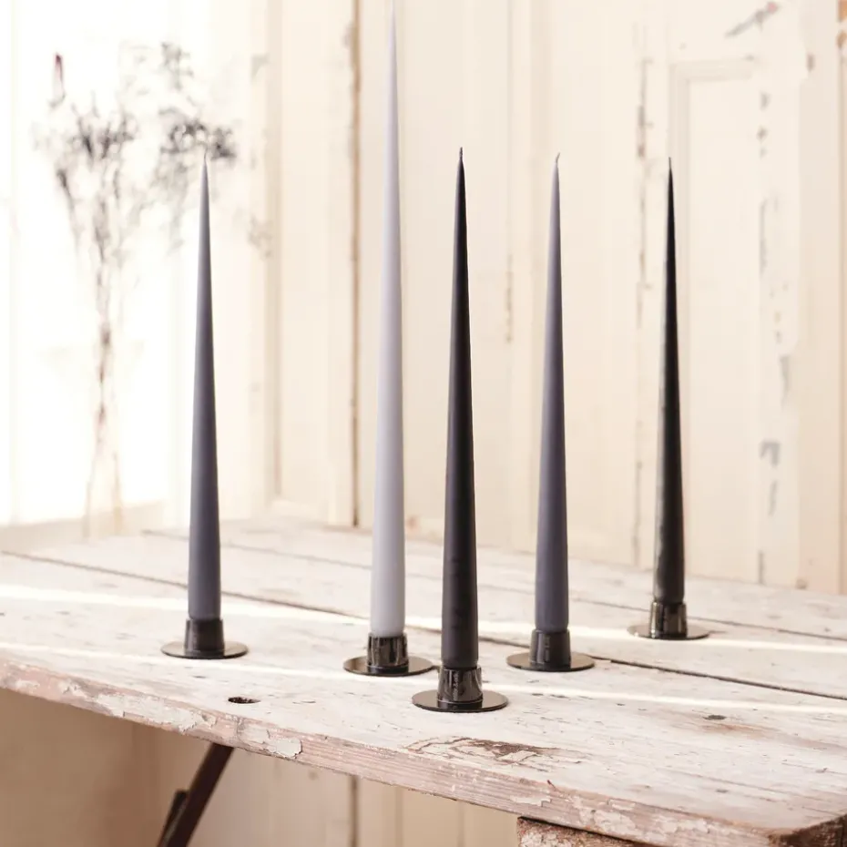 ester & erik candle sticks smooth 2-pack, black