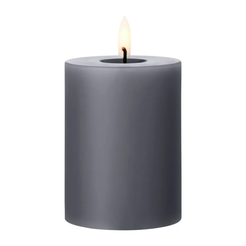 ester & erik pillar candle LED, 74 Dark Slate, 10 cm
