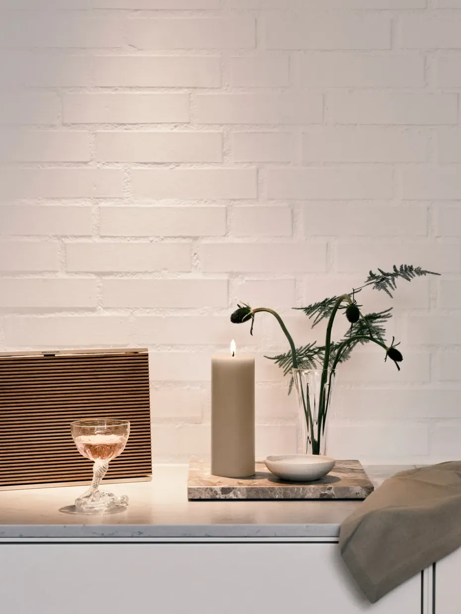 ester & erik pillar candle LED, 22 Linen Grey, 20 cm