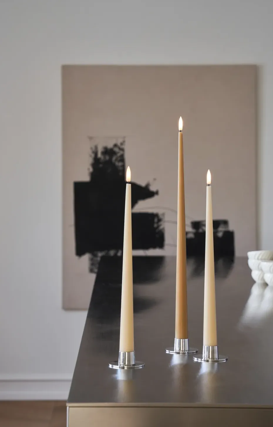 ester & erik taper candle LED 2-pack, 14 Pale ginger , 30 cm