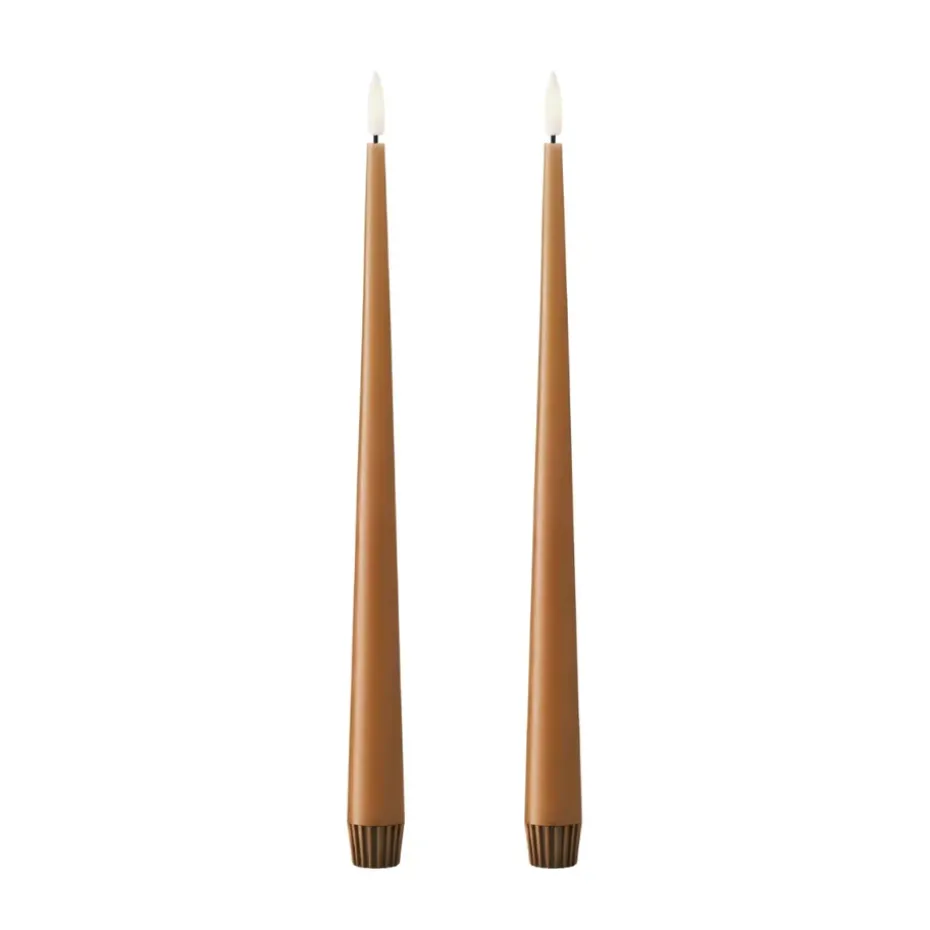 ester & erik taper candle LED 2-pack, 23 Raw Toffee , 30 cm