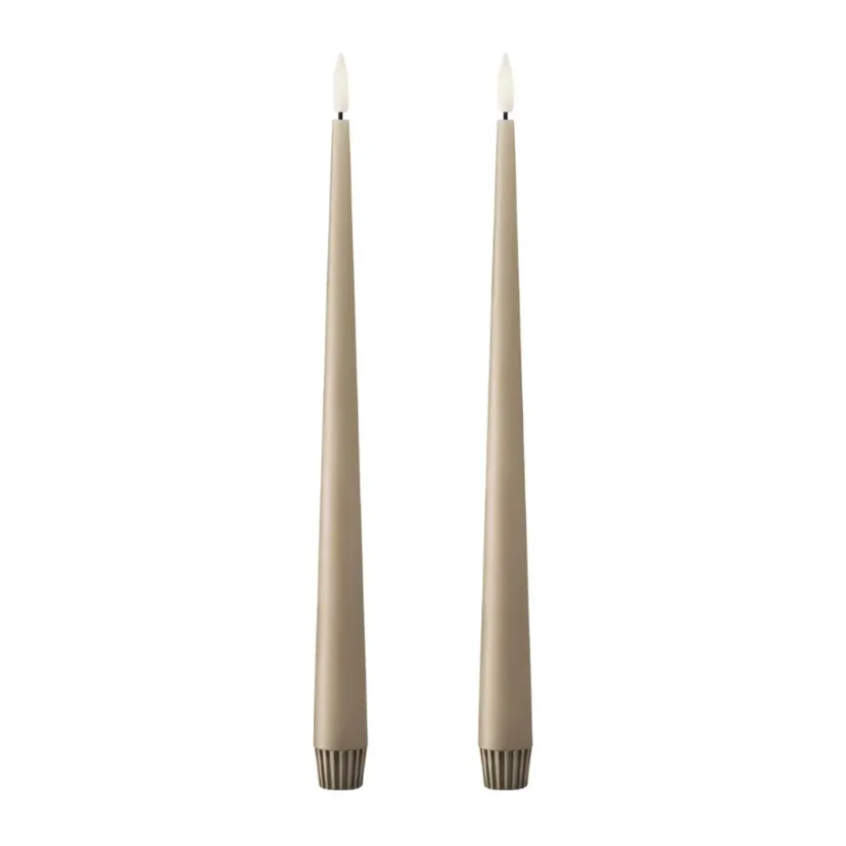 ester & erik taper candle LED 2-pack, 18 Nougat note , 30 cm