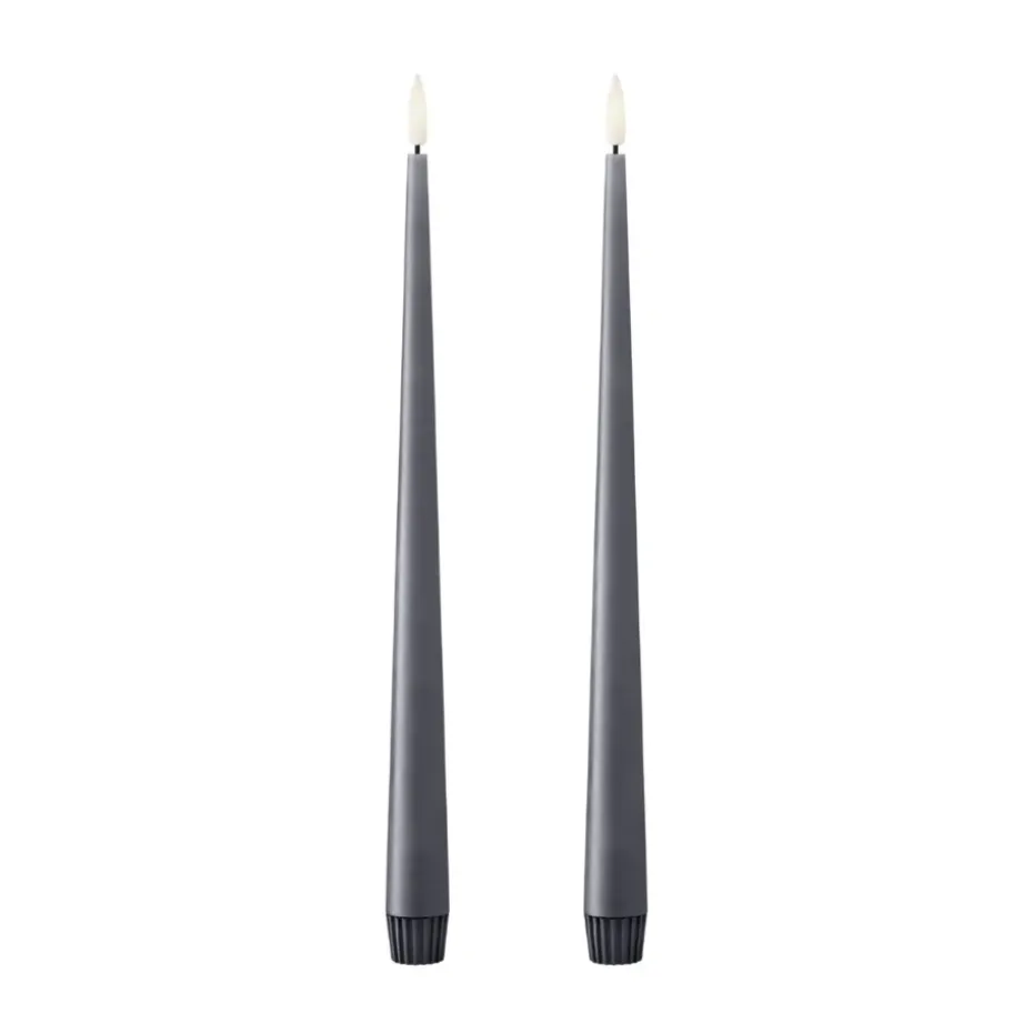 ester & erik taper candle LED 2-pack, 74 Dark Slate , 30 cm
