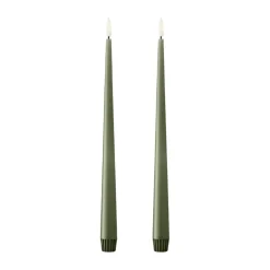 ester & erik taper candle LED 2-pack, 70 Green Soil , 30 cm