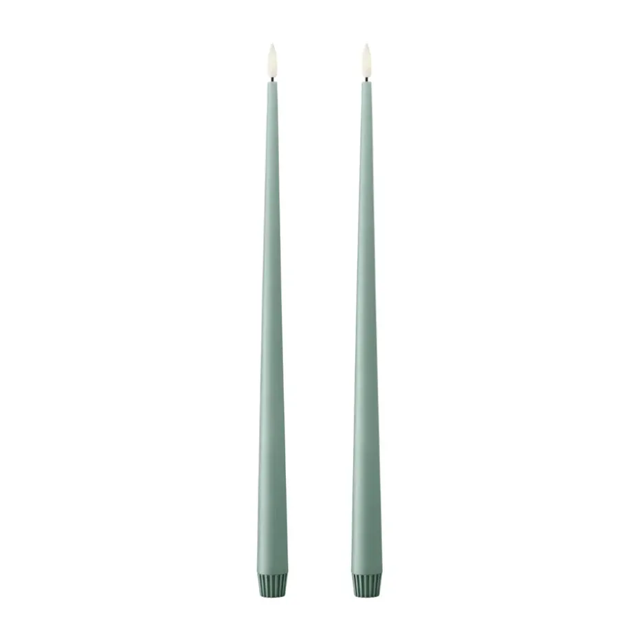 ester & erik taper candle LED 2-pack, 67 Jade stone, 40 cm