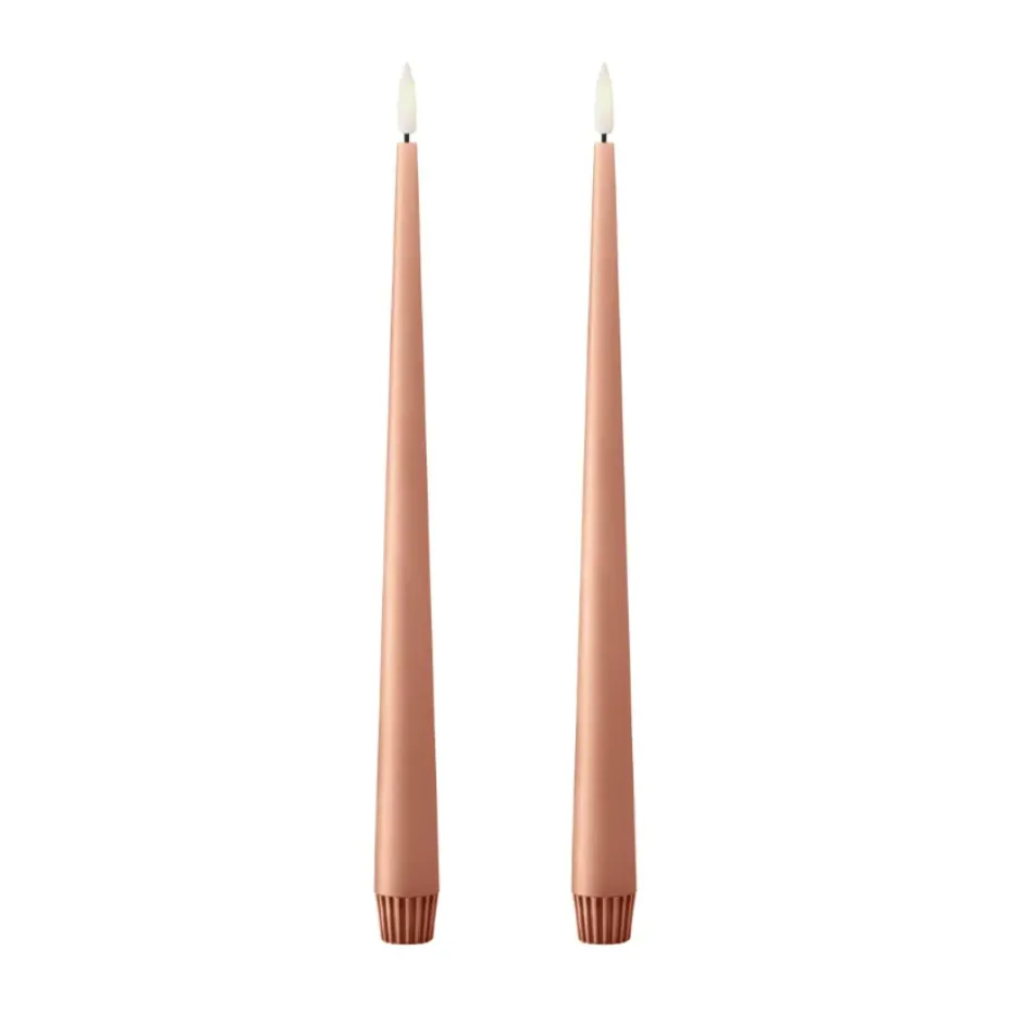 ester & erik taper candle LED 2-pack, 20 Rosy caramel , 30 cm