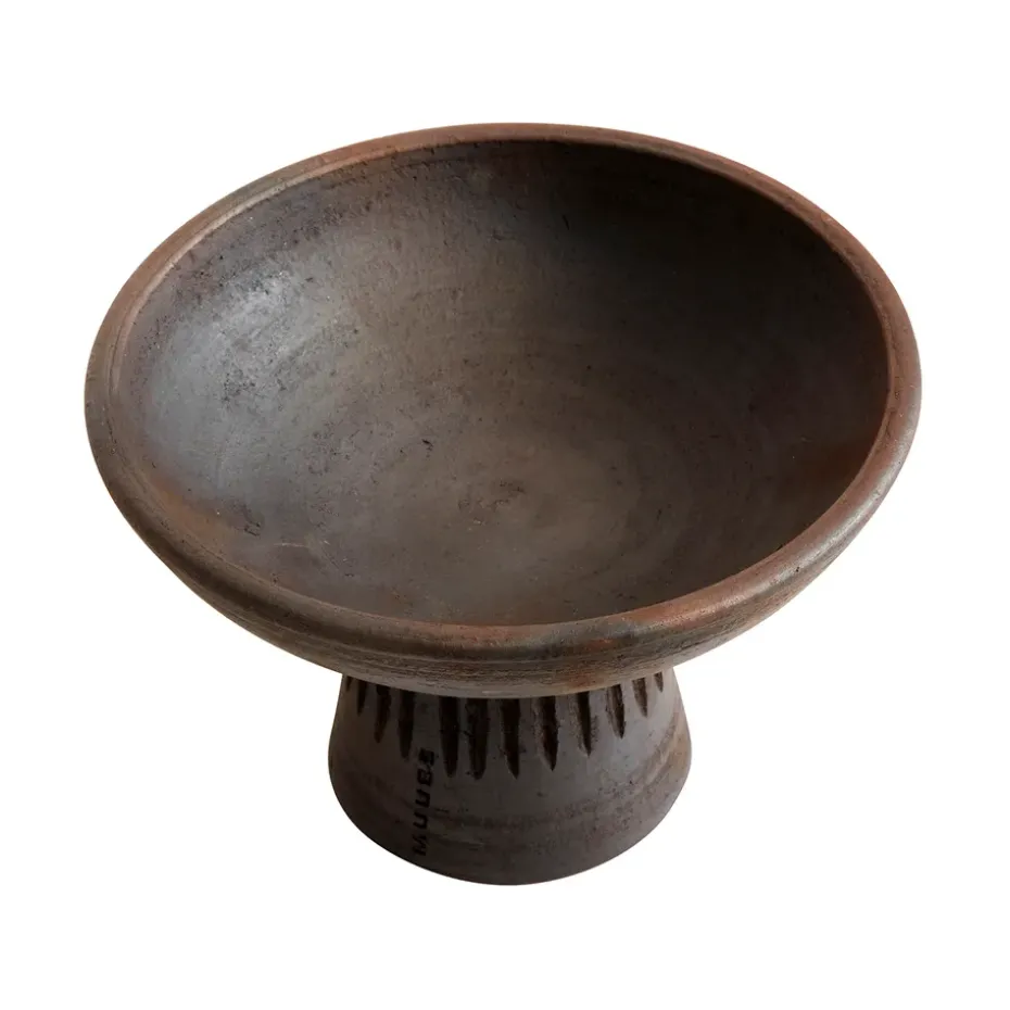 Fire bowl on foot S, brown