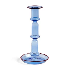 Flare tall candle sticks, light blue-red