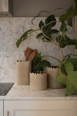 Flowery pot Ø20 cm, Beige