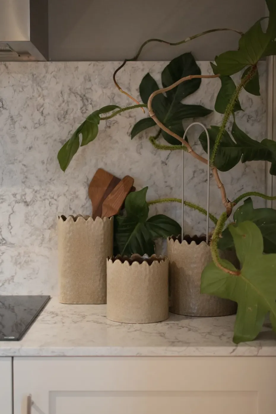 Flowery pot Ø20 cm, Beige