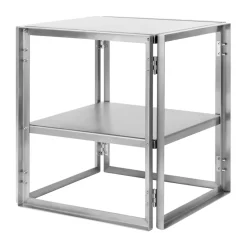 Foldable side table 40x40 cm, Brushed stainless steel