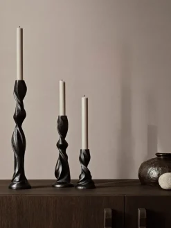 Gale candlestick 38 cm, Blackened Aluminium