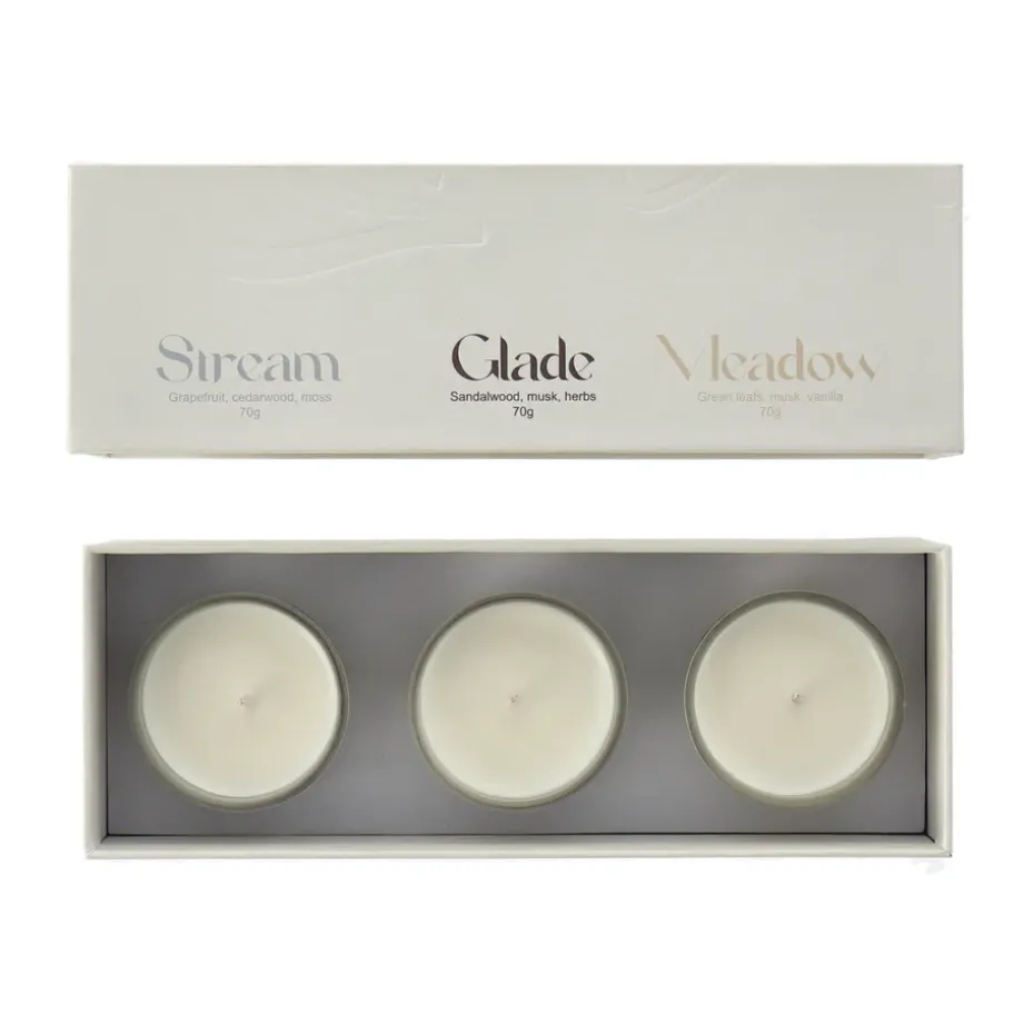 Gift wrap scented candle 70g 3-pack, Stream/Glade/Meadow