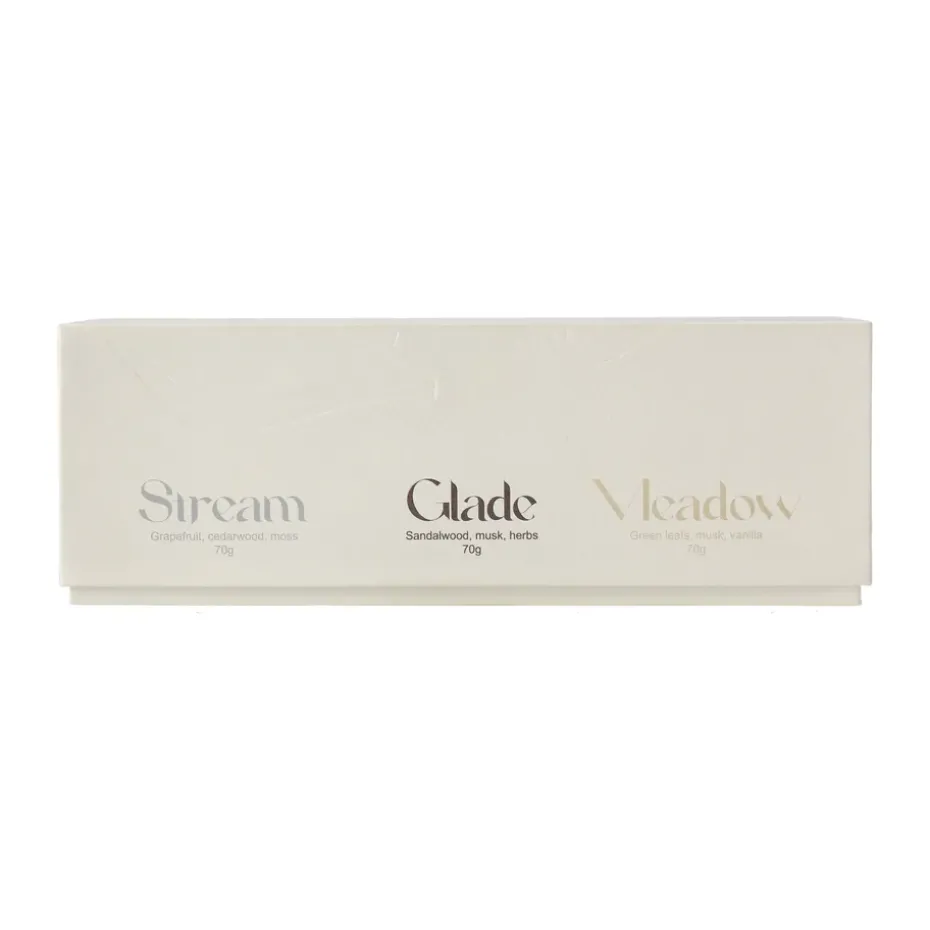 Gift wrap scented candle 70g 3-pack, Stream/Glade/Meadow