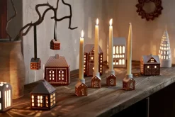Gingerbread advent candlestick 4 pieces, Brown