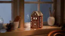 Gingerbread candle latern large 17 cm, Brown