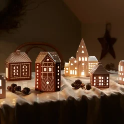 Gingerbread candle latern large 17 cm, Brown