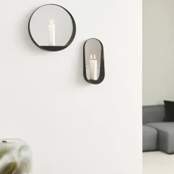 Glim mirror/candlestick Ø28 cm, Black