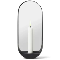 Glim mirror/candlestick oval 12x28 cm, Black