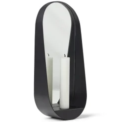 Glim mirror/candlestick oval 12x28 cm, Black