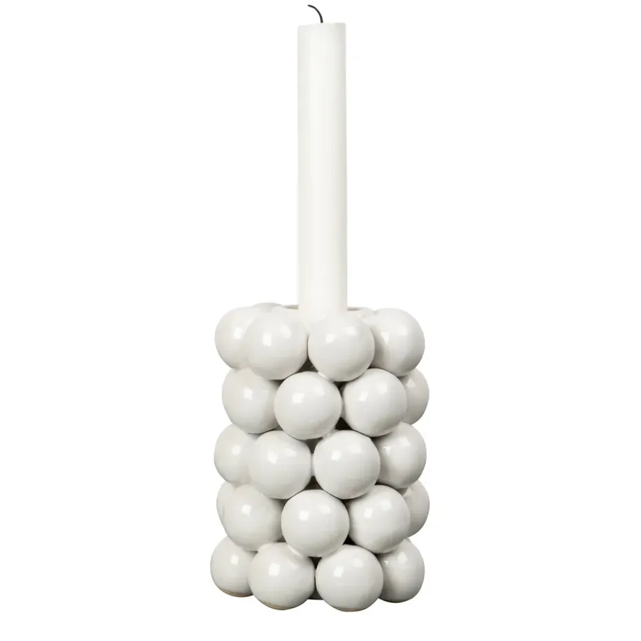 Globe candle sticks 13.5 cm, white