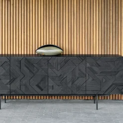 Graphic sideboard, Teak black 3 doors