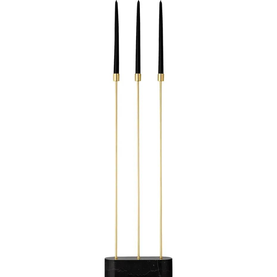Grasil floor candle sticks, black-gold