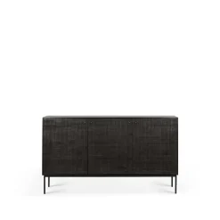Grooves sideboard, Black 3 doors