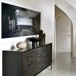 Grooves sideboard, Black 3 doors