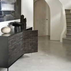 Grooves sideboard, Black 3 doors
