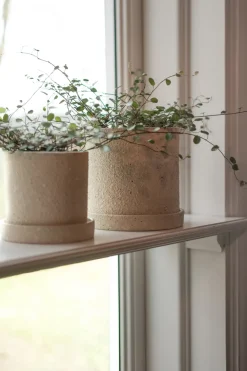 Grow flower pot Ø13 cm with saucer, Creme structure