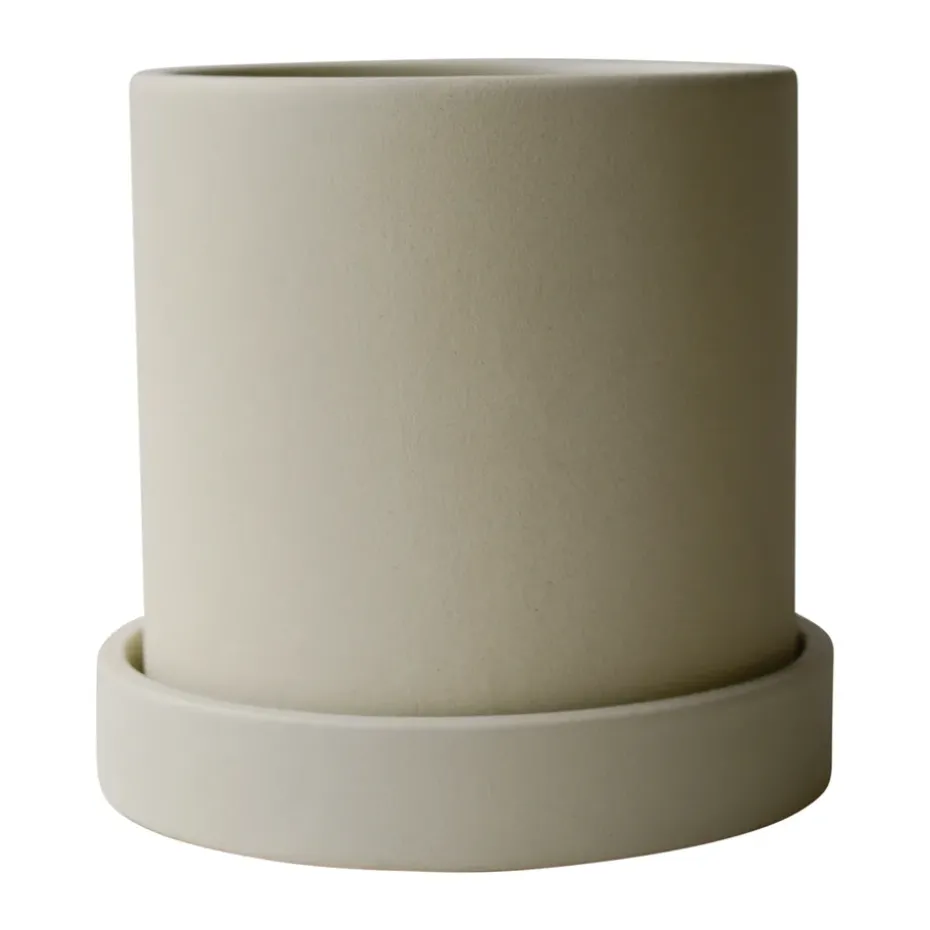 Grow pot Ø10 cm with saucer, Sandy creme