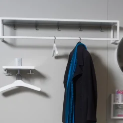 Hall shelf 11, White lacquer, zinc plate