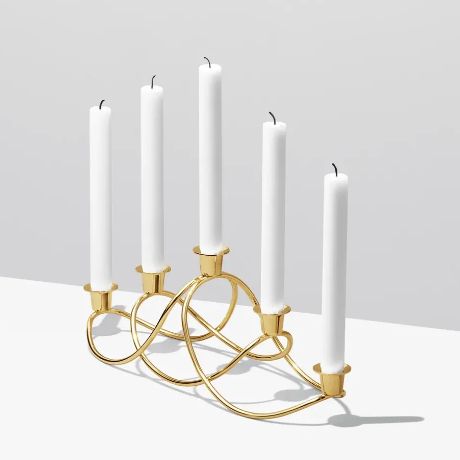 Harmony candle holder, gold plated