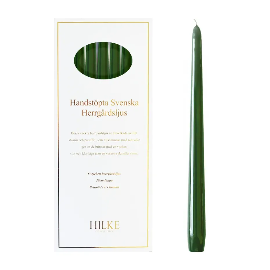 Herrgårdsljus candles 30 cm 6-pack , Dark green