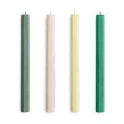 Hexagon Candle light mix 4-pack, Greens-whites